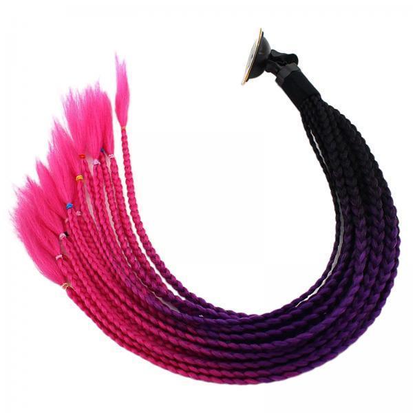 2X 55cm Hair   Gradient Ponytail for Motorcycle Black Rose Red