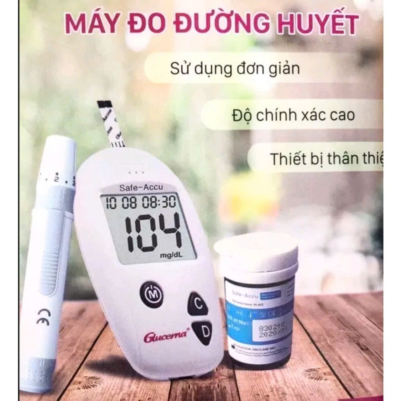 Máy Đo Đường Huyết, Máy Đo Lượng Đường Trong Máu Tại Nhà Safe Accu tặng que đo và kim thử máu hàng cao câp