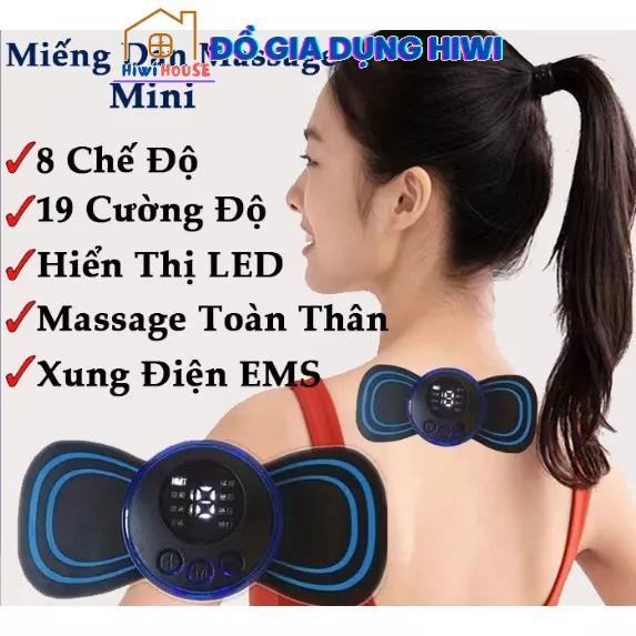 Miếng Dán Massage Xung Điện EMS Cao Cấp, Máy Massage Mini Toàn Thân Màn Hình LED 8 Chế Độ -19 Cường Độ Giảm Đau Hiệu Quả