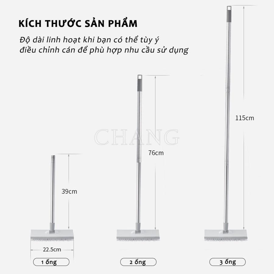 Chổi Cọ Nhà Tắm GLAMO Cán Dài Đa Năng - Cây Cọ Sàn Nhà Tắm, Gạt Kính 2 In1 Siêu Sạch