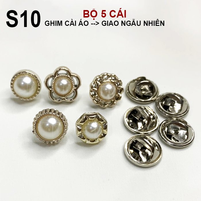 Set 5 Pin Cài Áo, Cổ Áo Kiểu Trâm Cài Hình Hạt Châu Tinh Tế ROMI S03