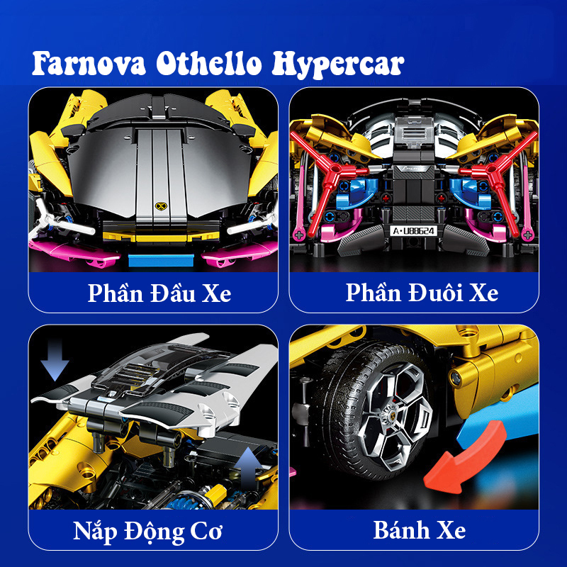 Đồ Chơi Lắp Ráp Xếp Hình Siêu Xe Điều Khiển Từ Xa Farnova Othello Hypercar 701924 Với 1096 Mảnh Chi Tiết