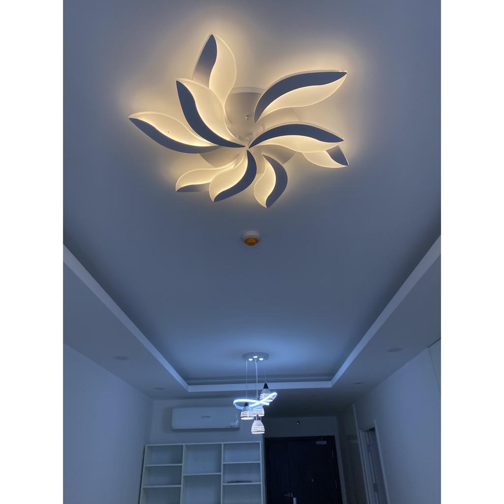 Đèn ốp trần trang trí phòng khách phòng ngủ 9 cánh có 3 chế độ sáng kèm điều khiển tăng chỉnh sáng - Mã 2013/9