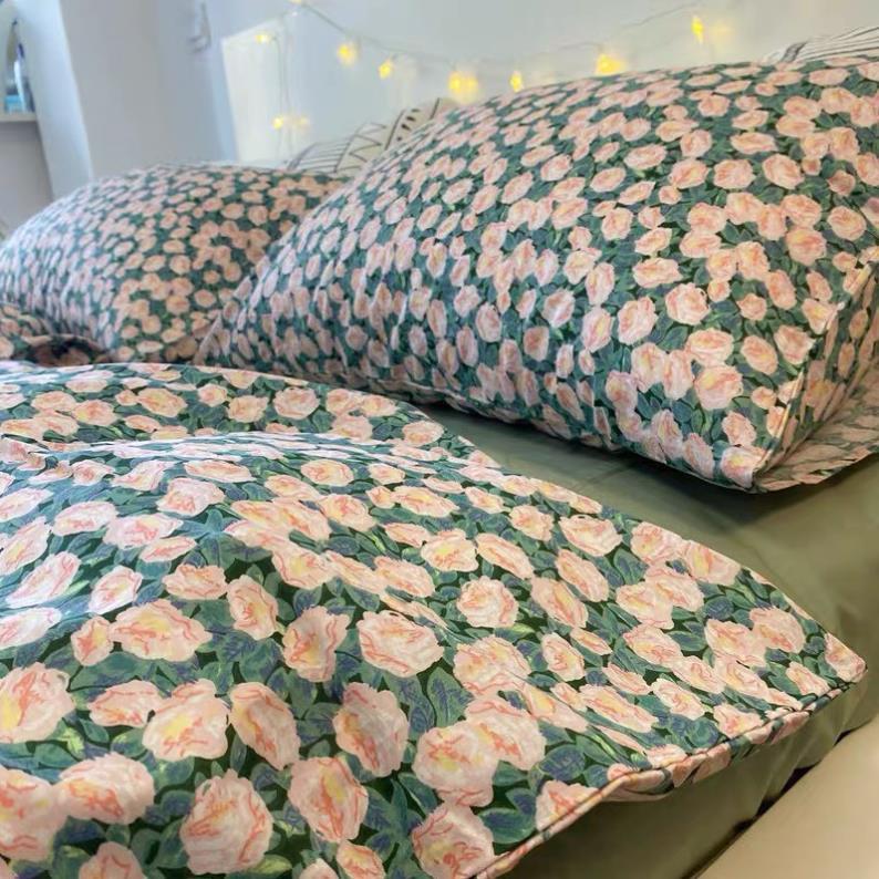 Bộ chăn ga gối Cotton Living 100% Nhànhím_Bedding đủ size giường nệm
