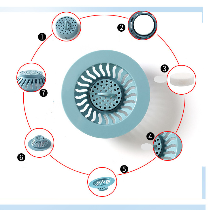 Dụng cụ lọc rác bồn rửa chén bát nhà bếp, nhà tắm, ống thoát nước đa năng tặng kèm viên lọc khử mùi siêu tiện lợi - giao màu ngẫu nhiên