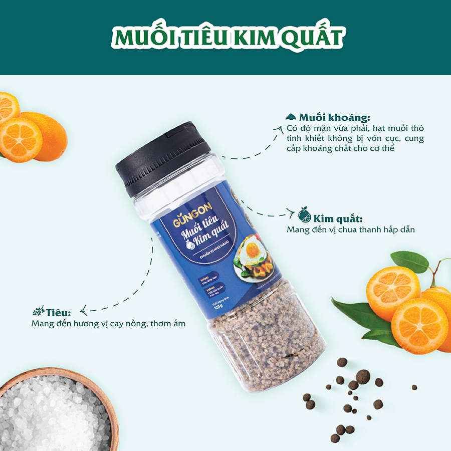 Muối tiêu kim quất Gungon chấm hải sản gà thịt đồ nướng luộc hấp 120g