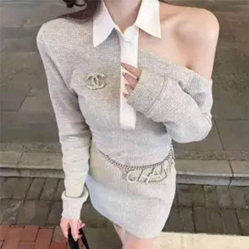 DONGSHOP Váy cổ chữ V viền lá sen Nữ 2022 Mùa hè cao eo không tay thiết kế rỗng cảm giác quần chúng khí chất treo váy dài