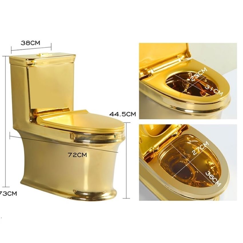 Bồn cầu 1 khối mạ vàng cao cấp phong cách hoàng gia, mã G154