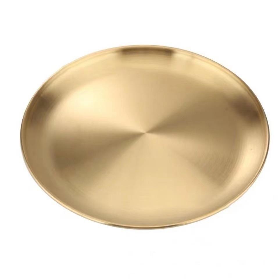Dĩa Ăn Tròn Dĩa Đựng Trái Cây Hoặc Décor Bàn Ăn Bằng Inox Màu Bạc Và Vàng Sang Trọng Đủ Loại Kích Cỡ BXG-111