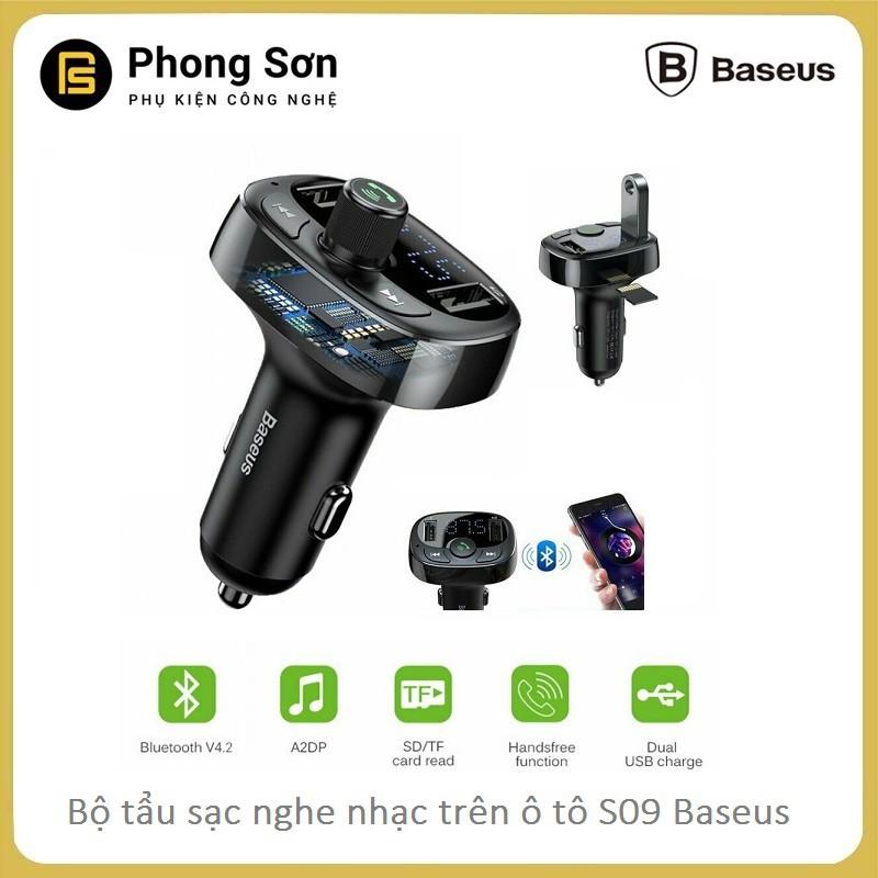 Bộ tẩu sạc nghe nhạc trên xe hơi Baseus S09 FM Transmitter Modulator Bluetooth - Hàng Chính Hãng