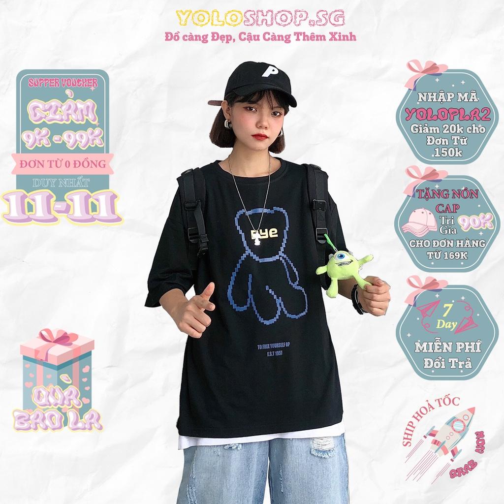 Áo thun tay lỡ GẤU BYE phông Unisex nam nữ tee oversize form rộng pull Ulzzang Streetwear Hàn Quốc vải mềm