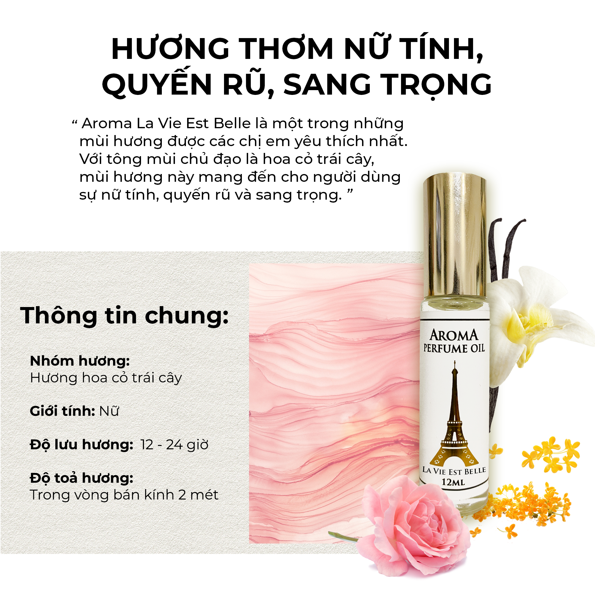 Aroma La Vie Est – Tinh Dầu Nước Hoa Pháp Dạng Lăn 12ml