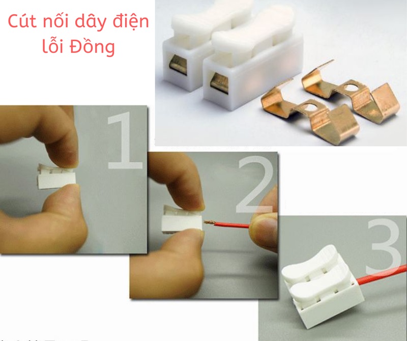 Combo 5 cái Cút nối dây điện nhanh CH-2 domino kẹp mối nối đẹp gọn gàng an toàn chống chạm chập điện cháy nổi trong các hộp âm tường 2097