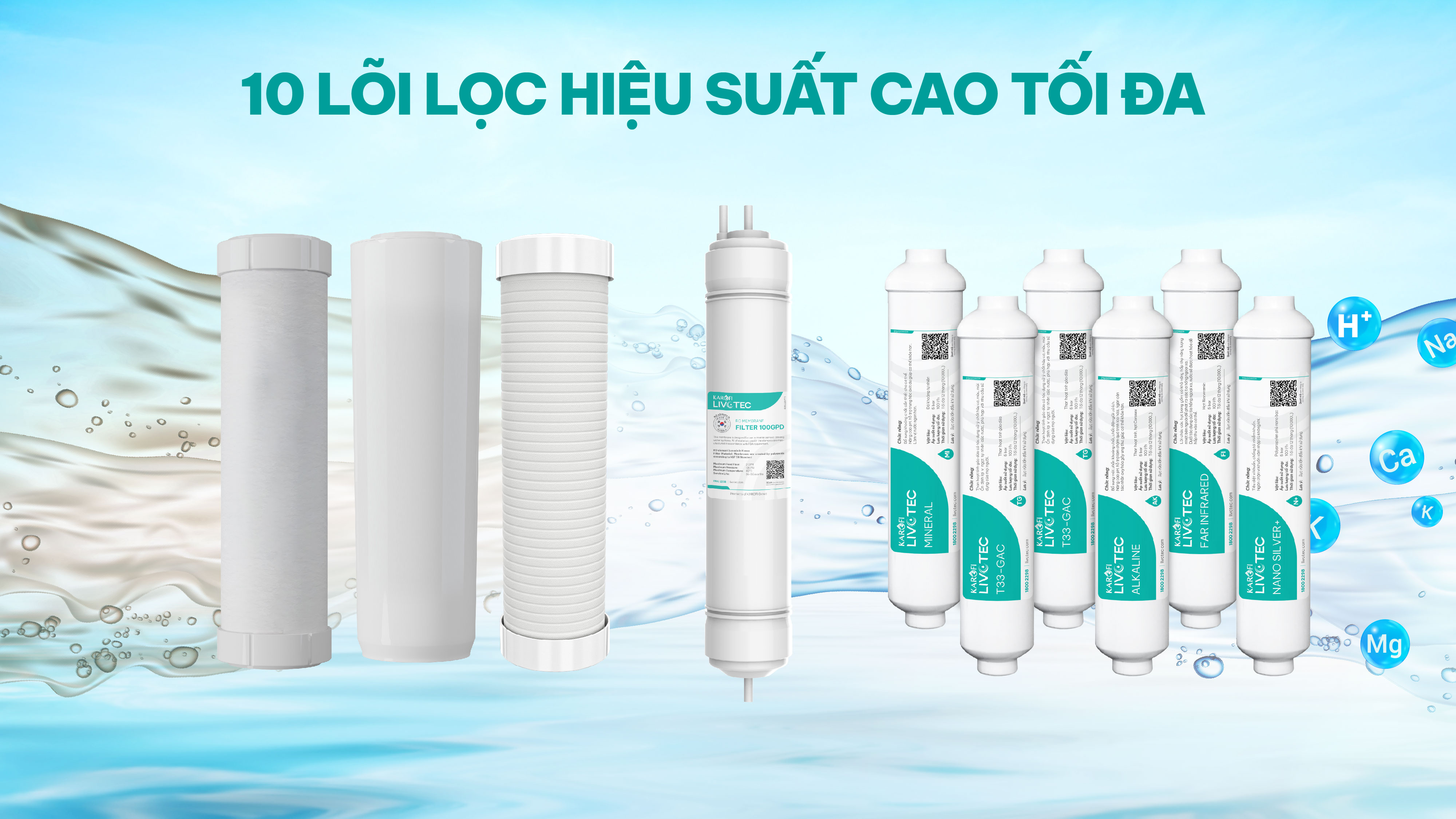 Máy lọc nước nóng lạnh 10 lõi Karofi Livotec 616 - Hàng chính hãng