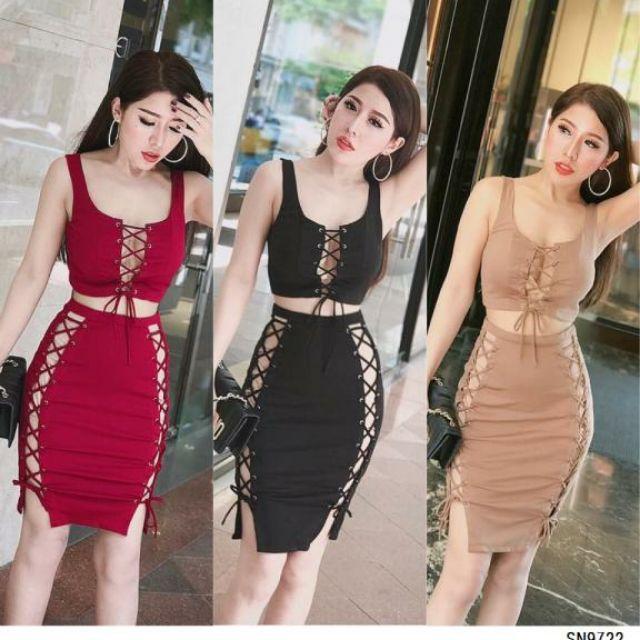 Sét áo đan dây sexy hở ngực sang chảnh