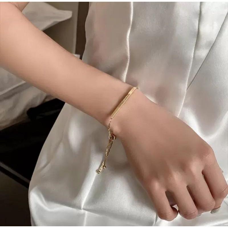 Vòng tay titan khắc chữ LOVER DREAM dây rút phong cách thời thượng dễ mix đồ