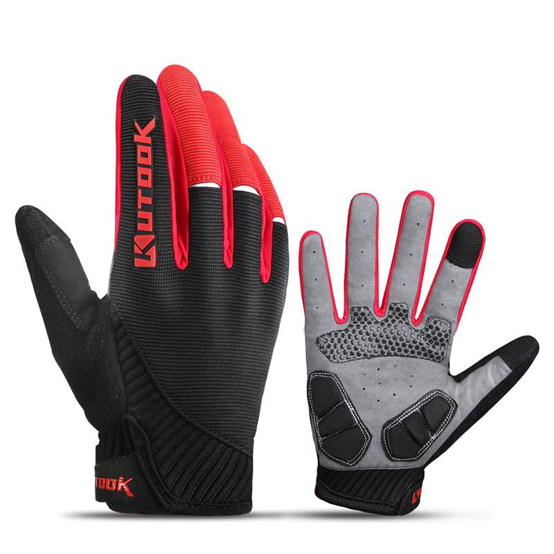Găng tay thể thao ngoài trời Găng tay thể dục Găng tay Long Finger Winter Windproof Cycling Bike Găng tay MTB Đường Găng tay xe đạp KF401 Color: Black Size: XXL