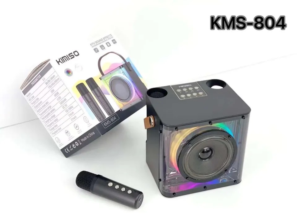 Loa Bluetooth karaoke KIMISO KMS-804 kèm 2 micro không dây xách tay công suất lớn, âm thanh sống động- Hàng chính hãng