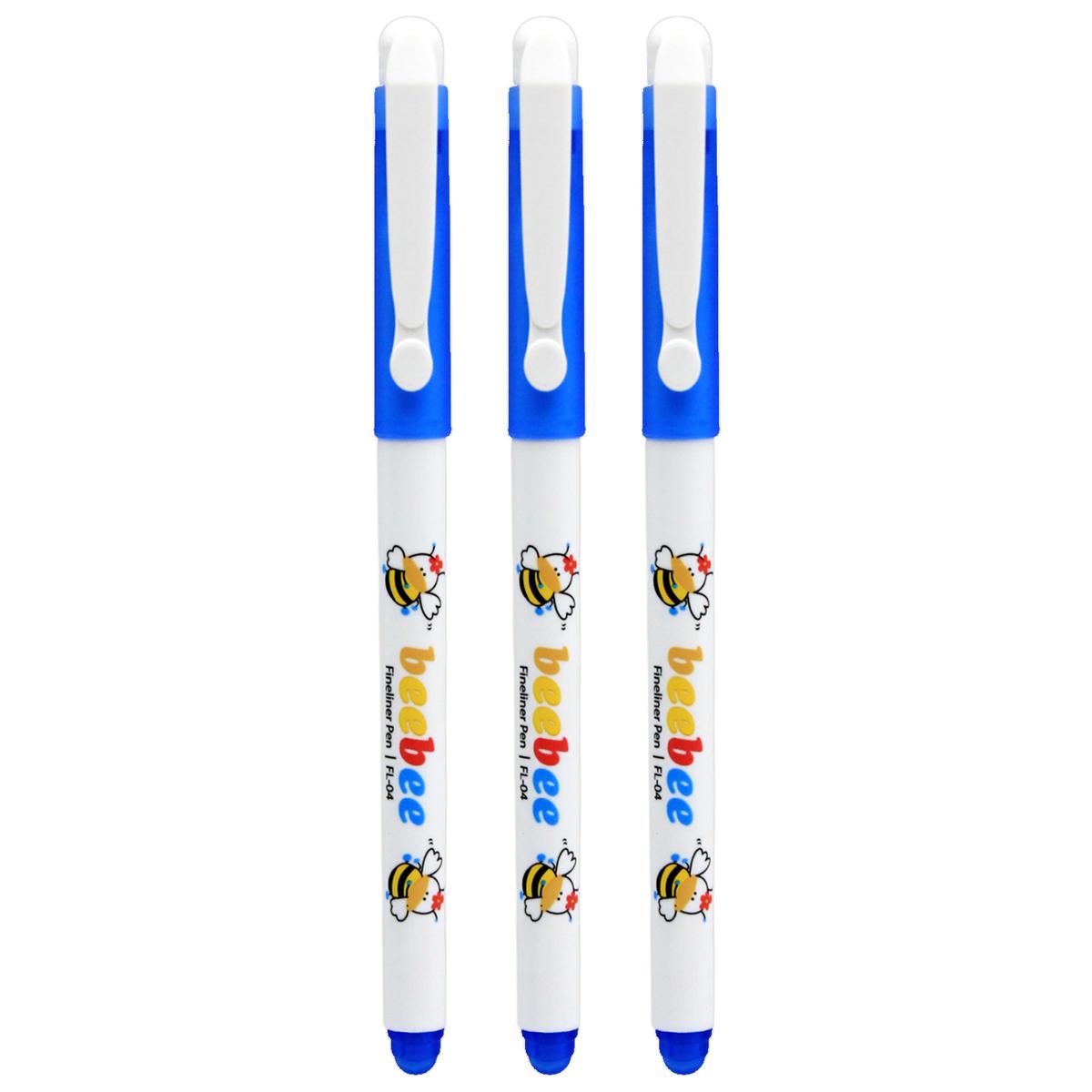 Vỉ 3 Bút Lông Kim 0.3 mm - Thiên Long FL-04/LUCK - Mực Xanh - Quét QR Xem Khuyến Mãi (Mẫu Bao Bì Giao Ngẫu Nhiên)