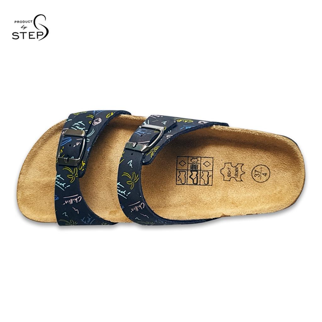 Dép đế trấu EVA in hoa văn quai đôi 2 khoá (size 35-39)