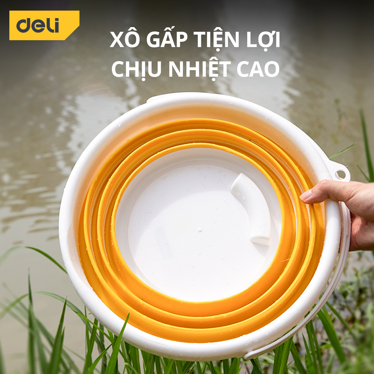 Xô Đựng Nước Gấp Gọn Deli Dung Tích 10L Thông Minh, Có Móc Treo Tiện Dụng, Chất Liệu Siêu Bền - DL882010