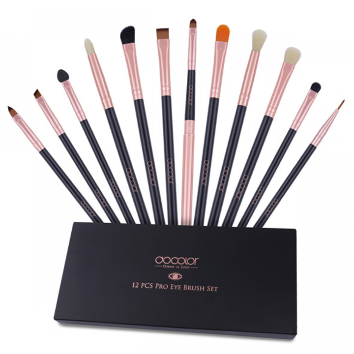 Bộ cọ trang điểm mắt 12 cây Docolor 12pcs Eyeshadow Makeup Brushes Set Pro Rose Gold