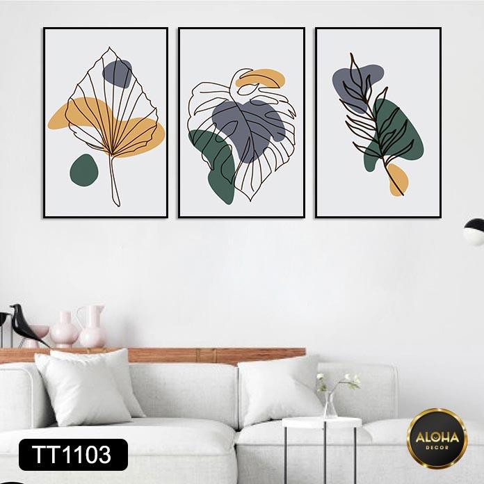 Set 3 Tranh treo tường phòng khách, phòng ngủ siêu đẹp - Tranh treo tường decor tối giản kèm khung và đinh treo tường