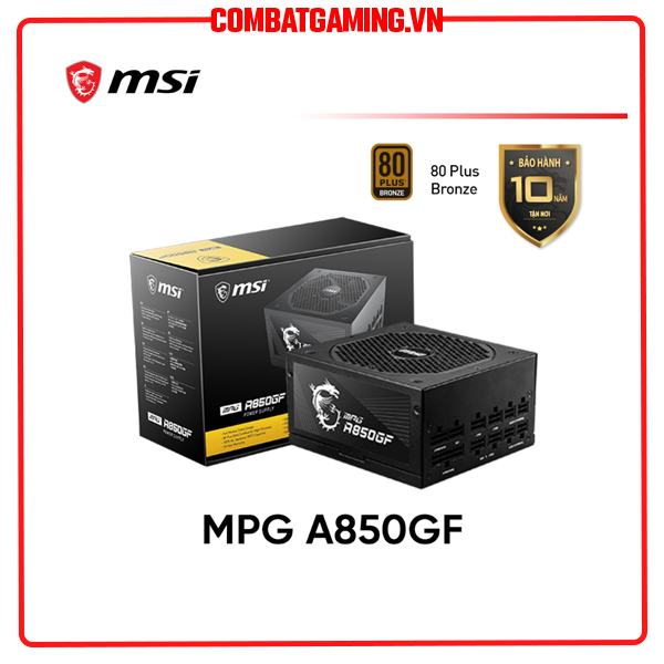 Nguồn Máy Tính MSI A850GF Full Modular 80 Plus Gold - Hàng Chính Hãng