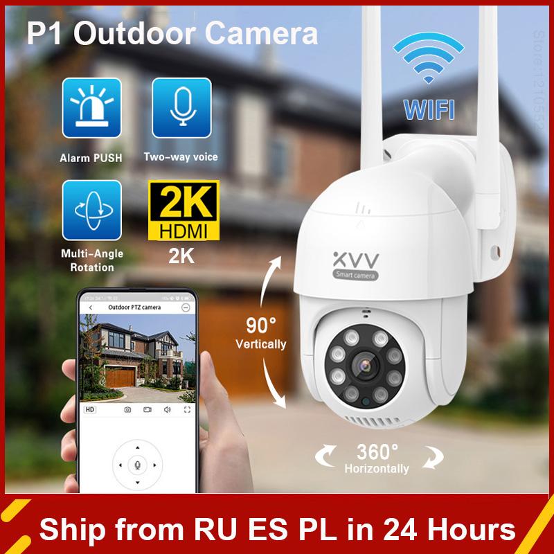 Máy ảnh ngoài trời P1 thông minh 1296p 270 ° PTZ Xoay WiFi Webcam Humanoid Phát hiện camera an ninh không thấm nước cho Xiaomi Mihome Ứng dụng Màu sắc: Với đèn LED 64G