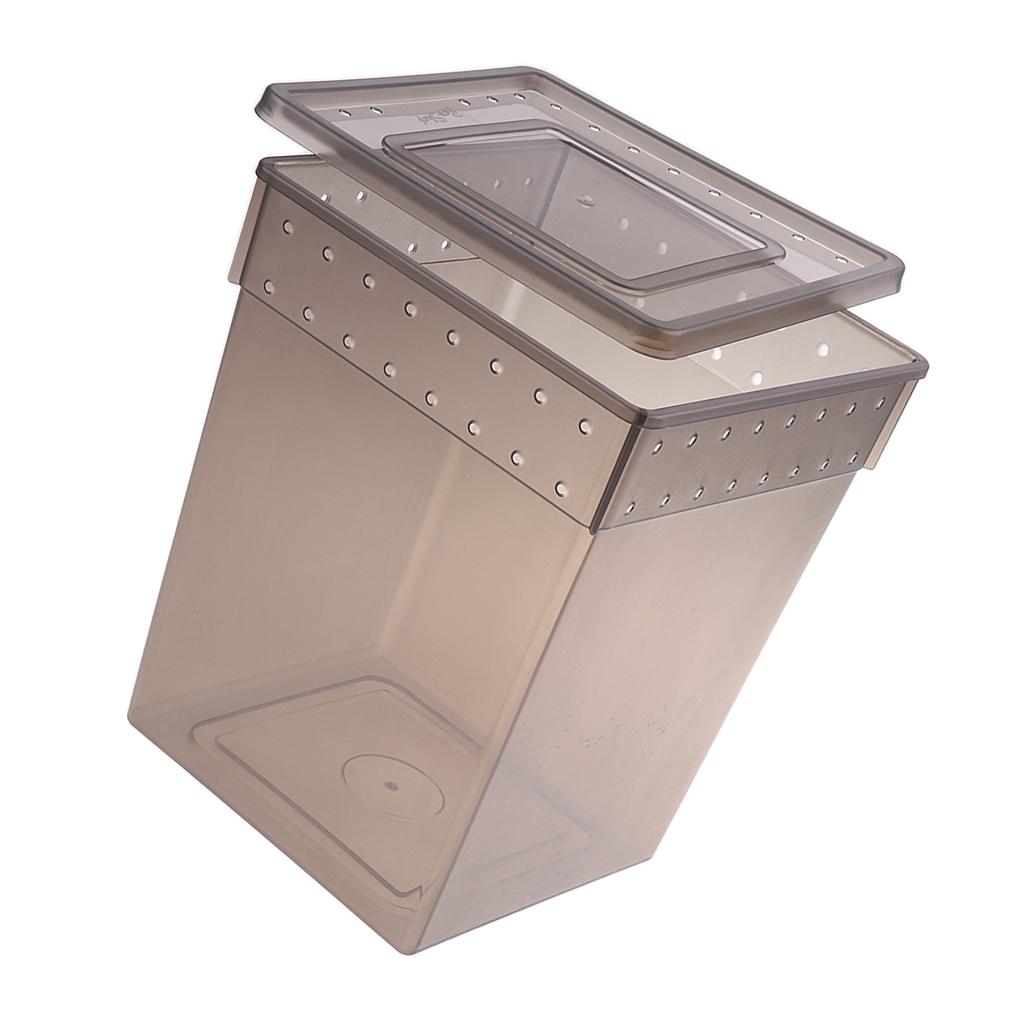 Reptile Feeding Box Transparent Cage Hatching Container for Lizard Frog Black