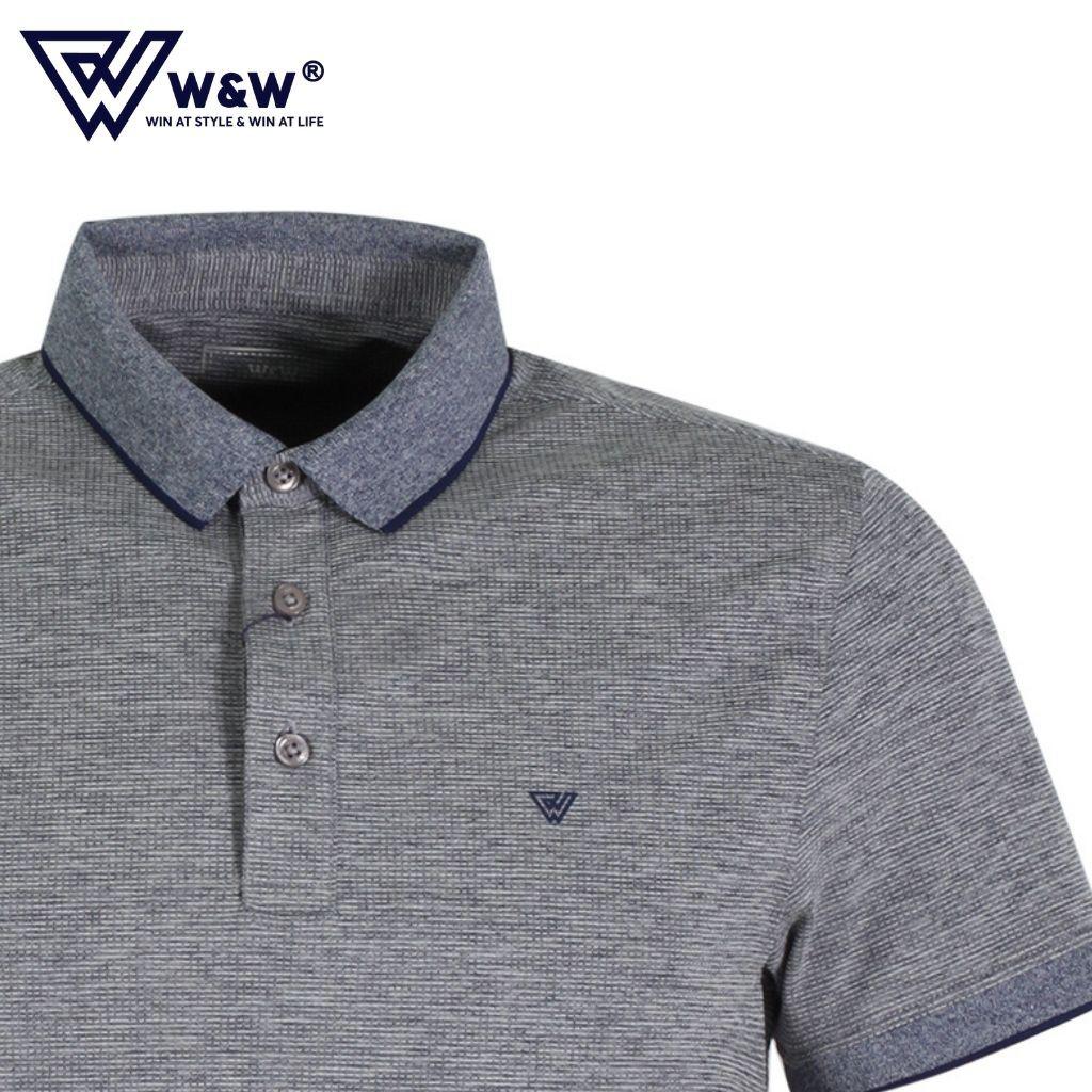 Áo Thun Polo Nam W&amp;W Dáng Regular Fit- Cổ Áo Không Chân Phối Màu Khác Biệt, Chất Liệu Thoáng Mát, Thấm Hút Tốt WPO77R