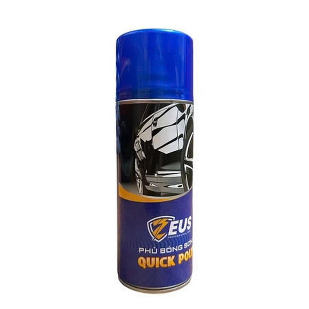 Chai Xịt Phủ Bóng Sơn Xe Zeus Quick Polish 400Ml Cho Xe Máy, Oto Tăng Độ Bóng Sơn