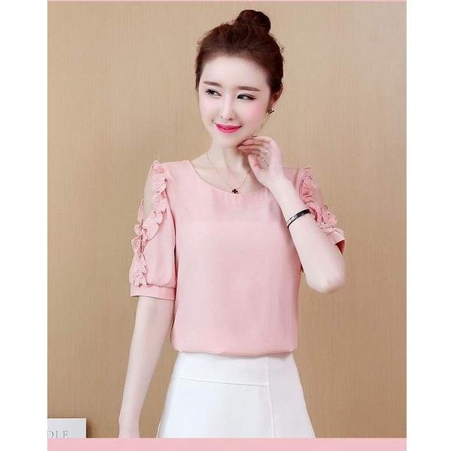 Áo Kiểu Công Sở Tay Bèo Khoét Vai Điệu Đà BY6381