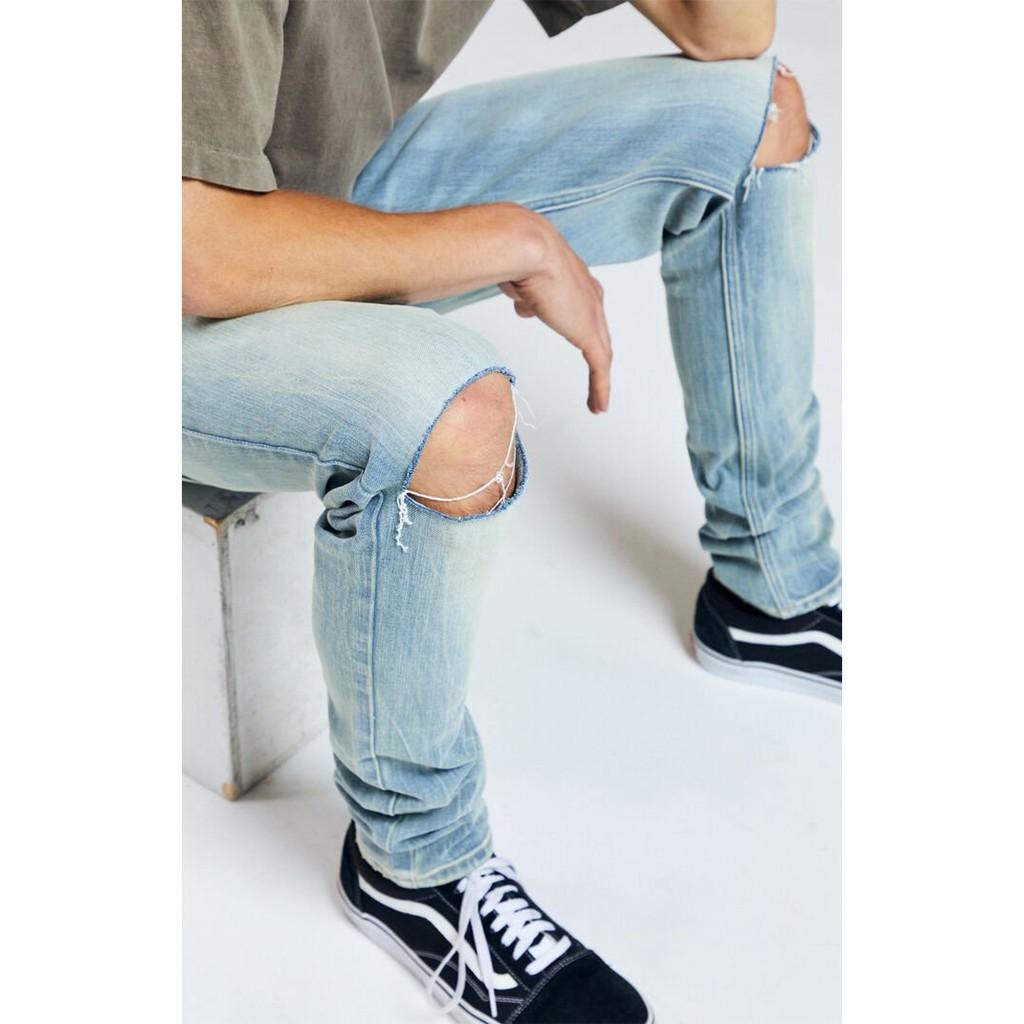 Quần jeans Pacsun màu xanh sáng wash bạc