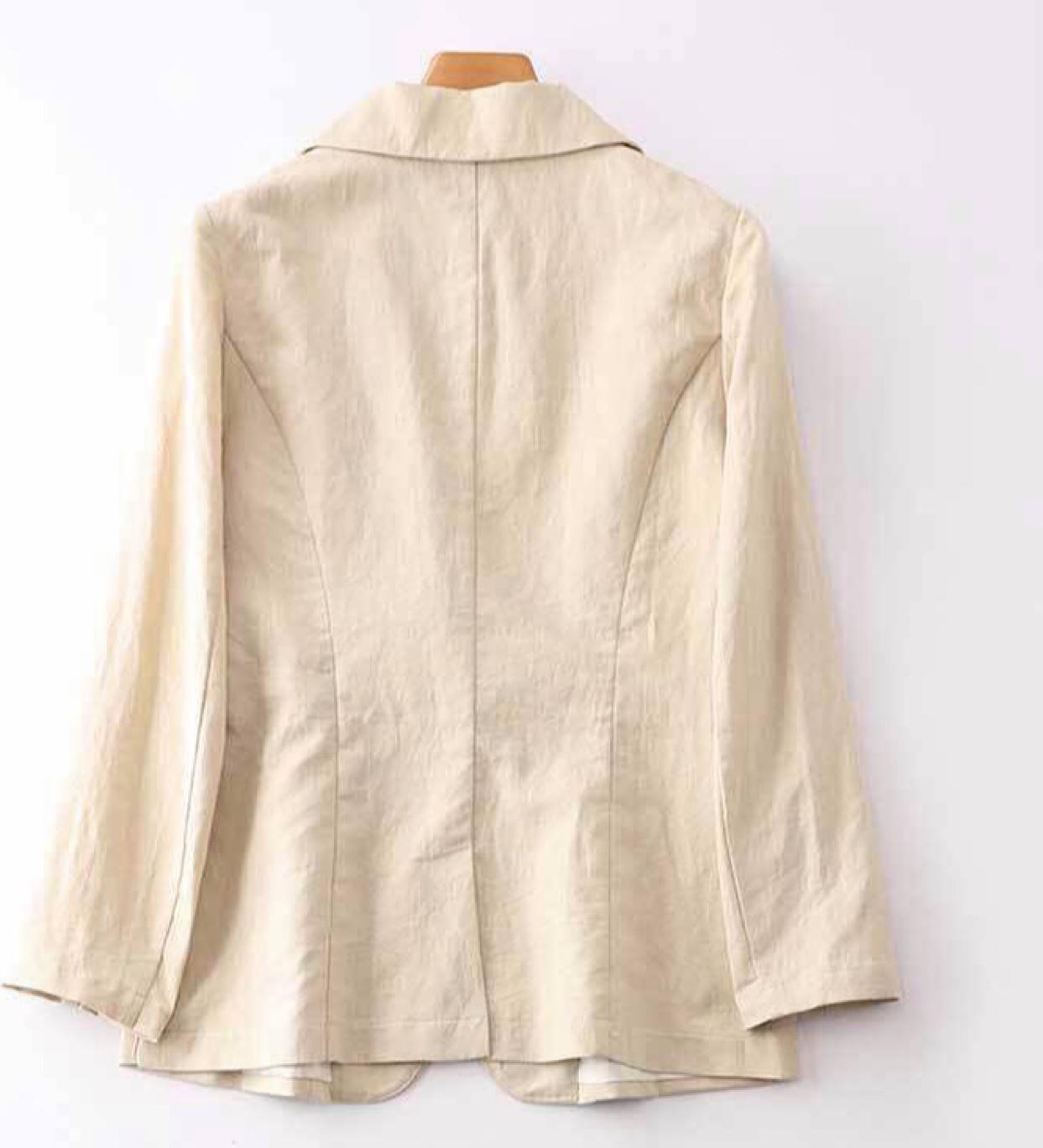 Áo Vest Blazer Nữ Linen Beige Dài Tay