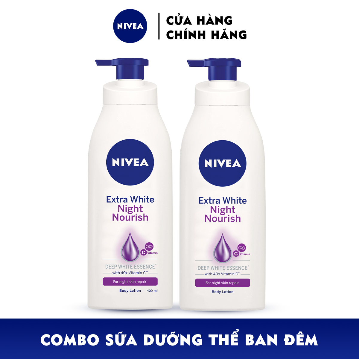 Bộ 2 Sữa Dưỡng Thể NIVEA Sáng Da Ban Đêm (350 ml) – 98412