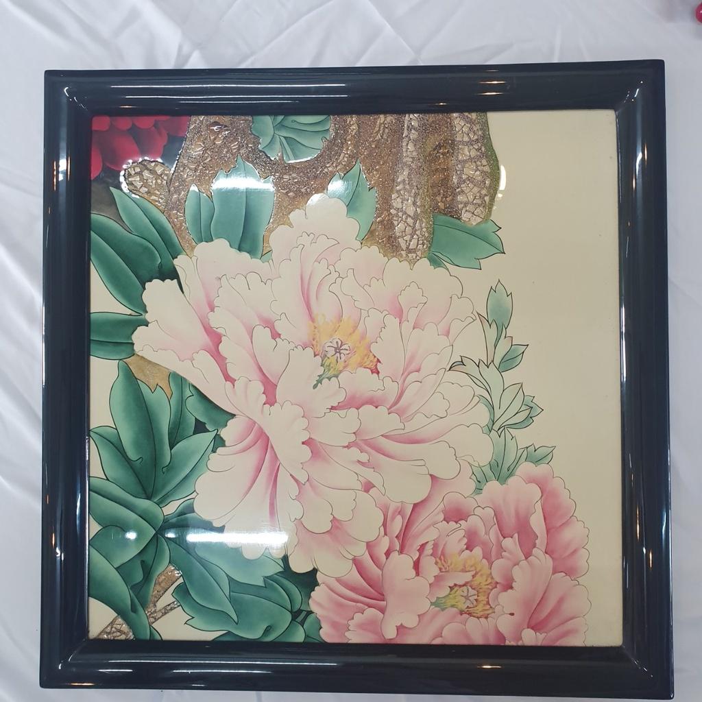 Tranh sơn mài vẽ có khảm trứng cao cấp Thanh Bình Lê size 45x45 cm treo tường, trang trí nhà cửa, văn phòng