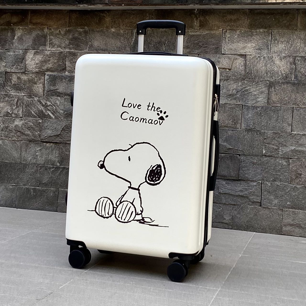 HÌNH THẬT_Du Lịch Tay Kéo In Hình Chú Chó Snoopy Siêu Cute 4 Bánh Xe Xoay 360 Độ Chất Liệu Nhựa Nhám PC+ABS Dày Dặn Hàng Sẵn Kho Đủ Size 20/24/26 inch