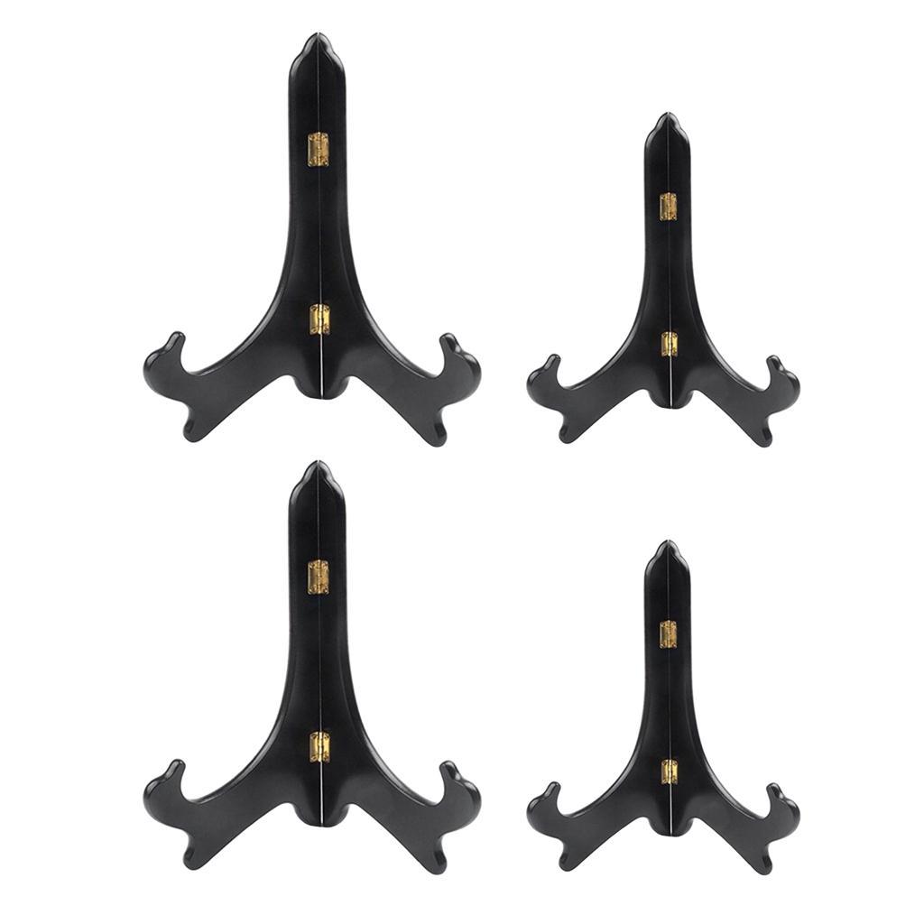 4x Black Picture Dish Display Stand Holder Frames for Displaying Plates