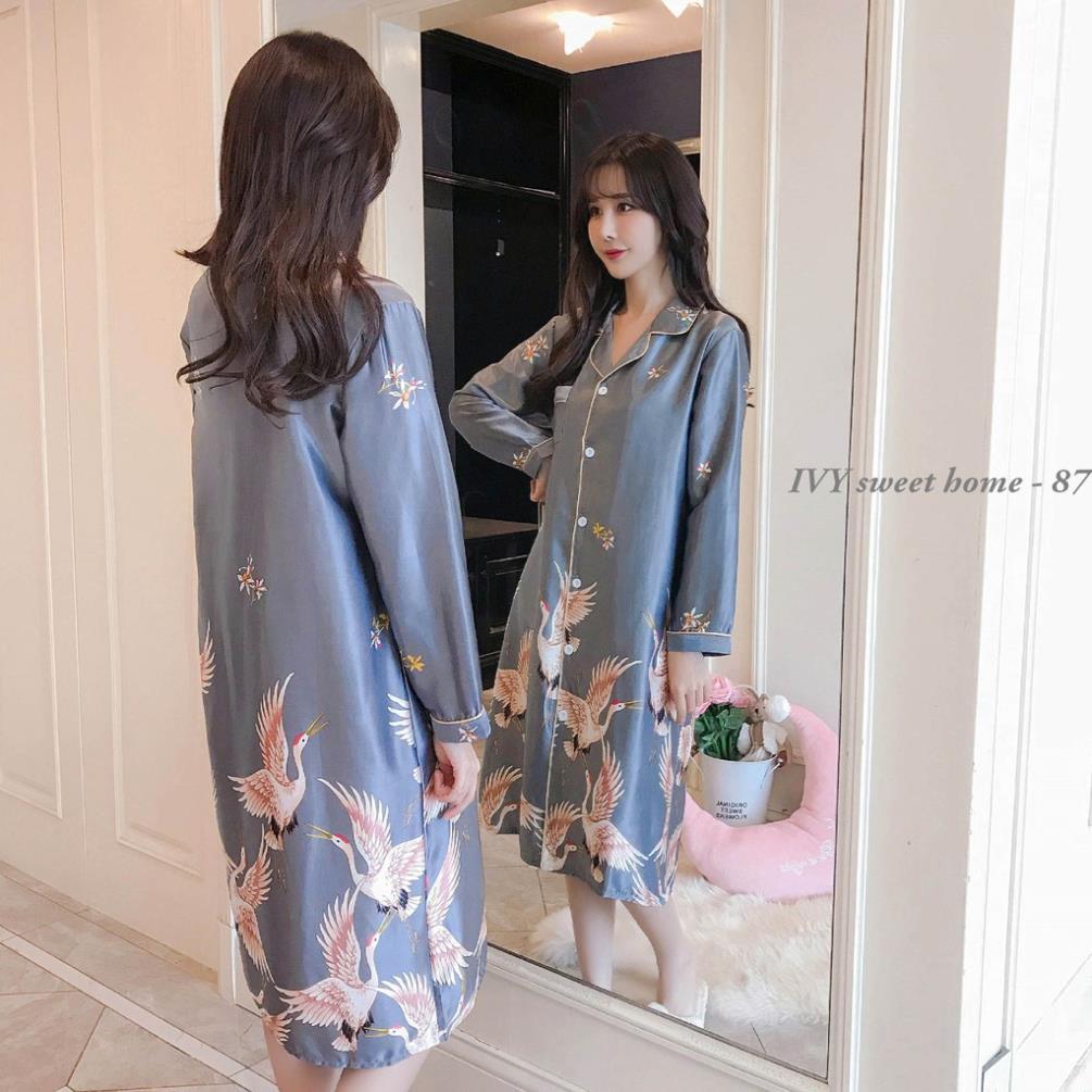 Đầm Ngủ Lụa Lạc Hỷ Đầm Bầu Mặc Nhà Mềm BIG SIZE XL,2XL IVY084