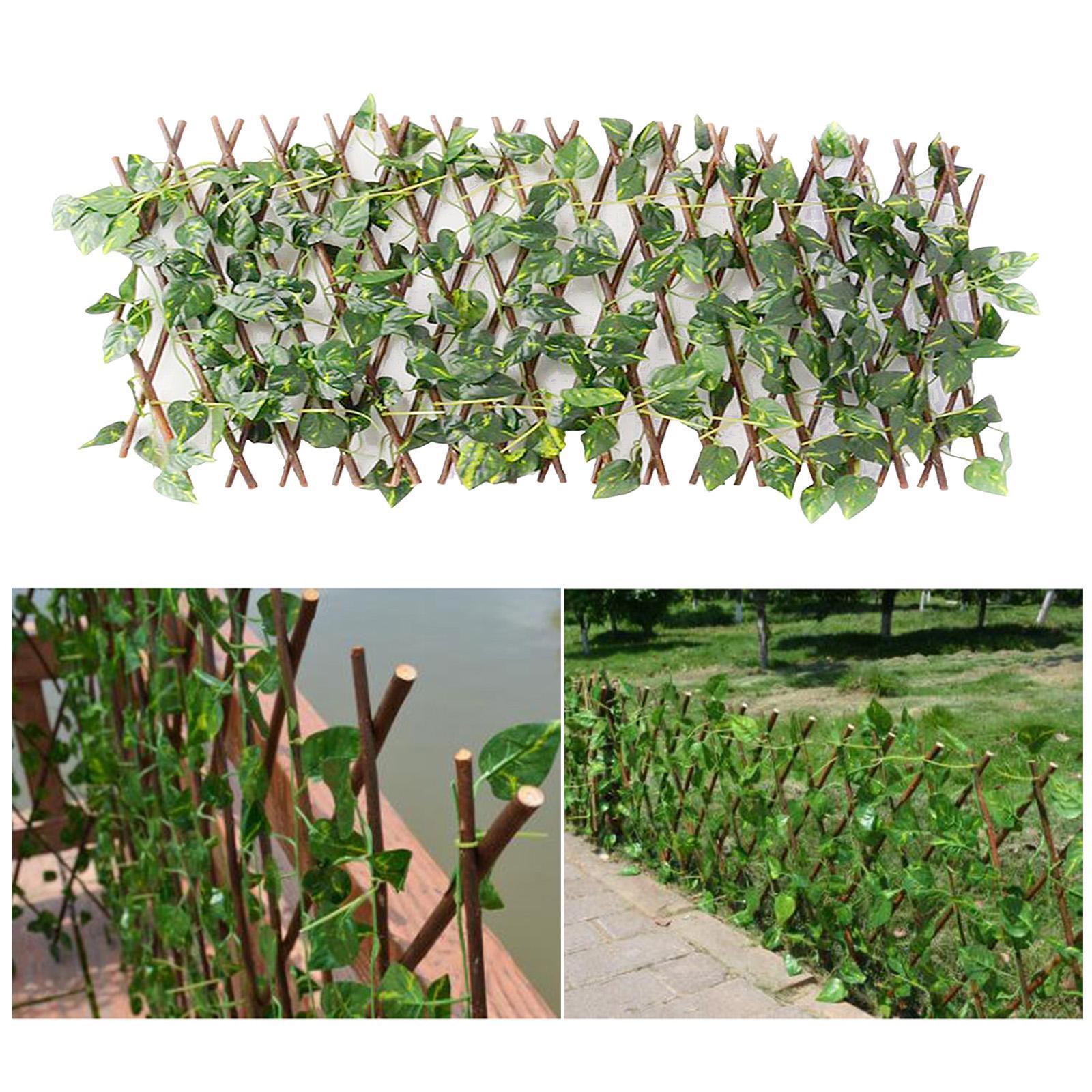Garden Fence Walls Screen Expandable Faux Wood Plant for Home Garden Outdoor
