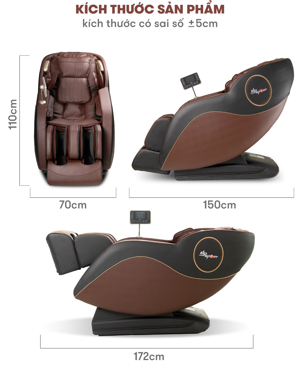 Ghế Massage Toàn Thân ELIP Oval, chế độ massage 3D, bấm huyệt gót chân