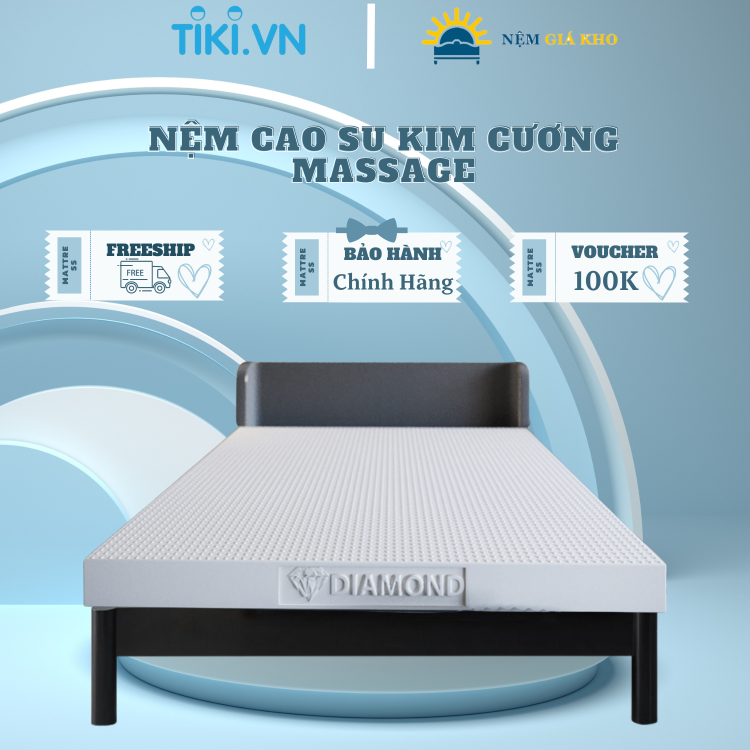 Nệm cao su Kim Cương Massage 180 x 200 x 10cm
