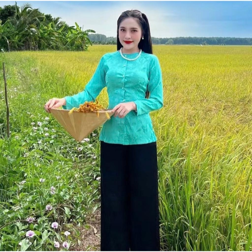 bộ áo bà ba gấm truyền thống bán lẻ giá sỉ có bán lẻ áo lẻ quần size S M L XL 2