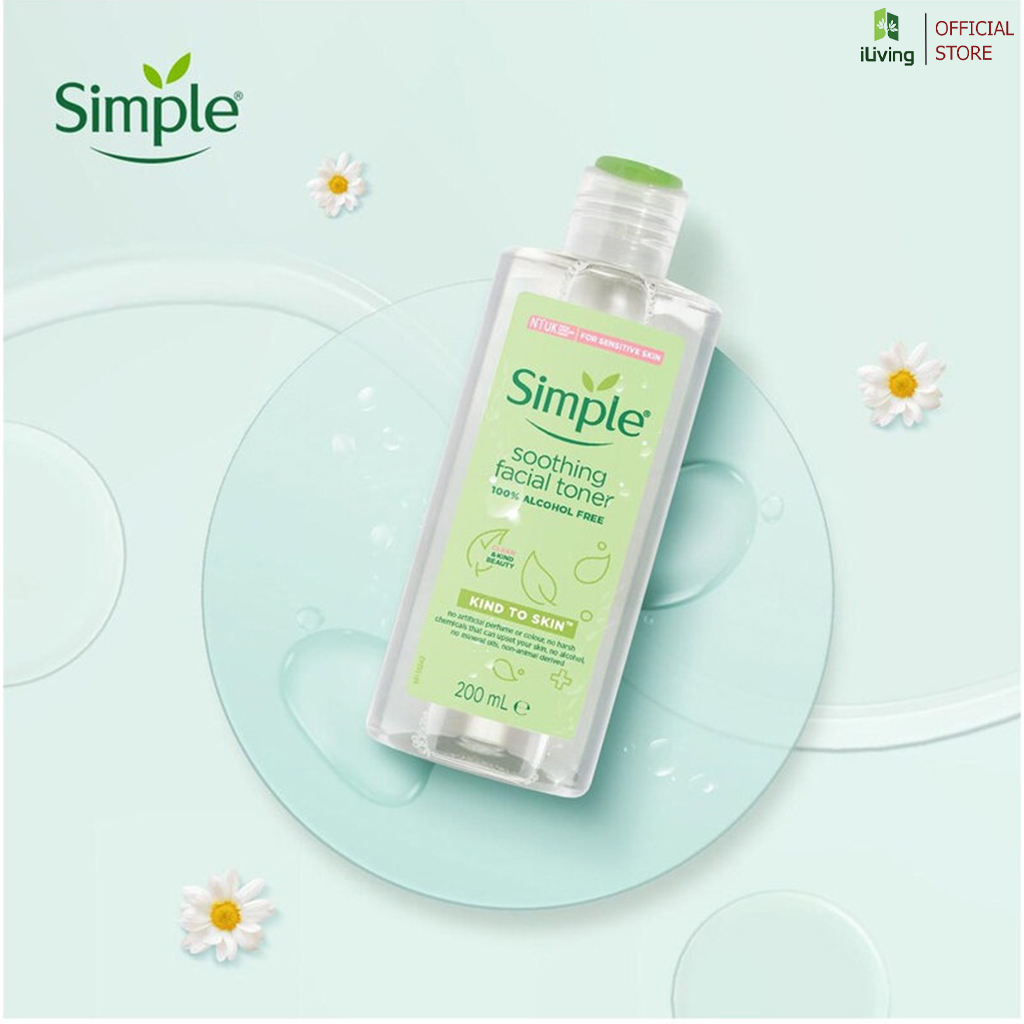 Nước hoa hồng cân bằng da dịu nhẹ Simple Soothing Facial Toner 200ml ILIVING-SIMTN