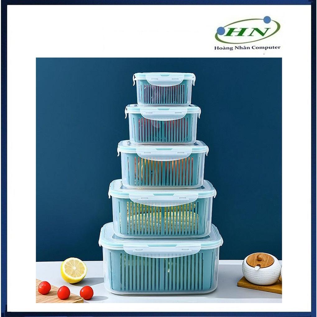 SET 5 HỘP KÈM RỔ CÓ NẮP ĐỂ TỦ LẠNH TIỆN LỢI