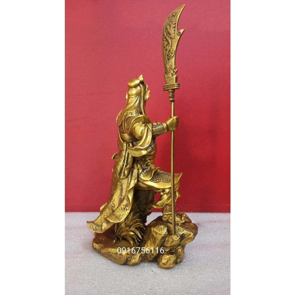 Tượng Quan Công 28cm Bằng Đồng Vàng, Tượng Đồng Phong Thủy, Quà Tặng Phong Thủy, Tượng Quan Vân Trường Đồng Vàng