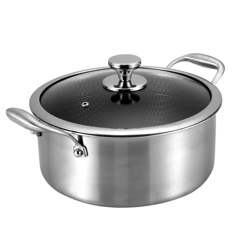 Giao hàng nhanh hai tai nồi canh inox 304 hấp hầm hầm không tráng phủ chống dính bếp gas cảm ứng thích hợp cho 24