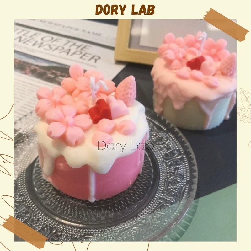Nến Thơm Bánh Kem Hoa Anh Đào Màu Pastel HandMade - Dory Lab