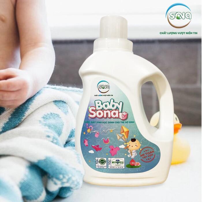 Nước giặt sinh học cho trẻ sơ sinh BABY SONA 2kg TIEMTAPHOASONA thành phần hữu cơ thơm lâu an toàn cho bé